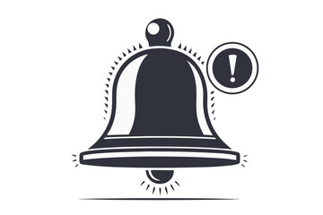 Alert Notification Bell Icon with Exclamation Mark on White Background