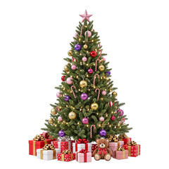 Traditional Christmas Tree with Gold Ornaments and Star Topper