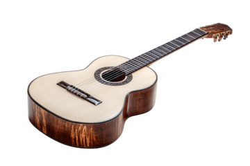 Acoustic guitar isolated on white background --ar 3:2