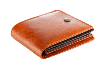 Leather wallet isolated on white background --ar 3:2