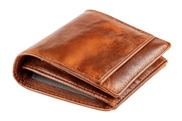 Leather wallet isolated on white background --ar 3:2