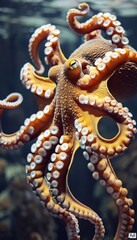 Obraz premium Octopus camouflage a visual display of color change underwater in its natural habitat