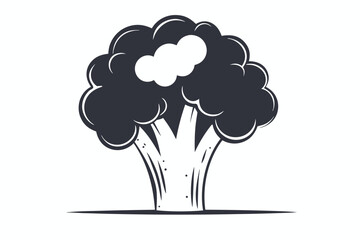 Broccoli Icon Outline Design Isolated in White Background Single Vegetable