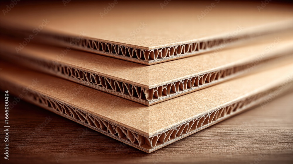 Aufkleber a detailed image showcasing a stack of corrugated cardboard sheets with intricate patterns.