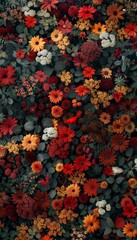 Chameleon camouflaging perfectly against a vibrant and colorful natural background