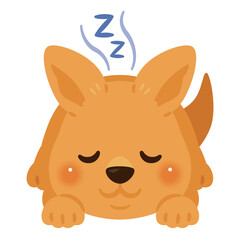 うつ伏せで眠るカンガルーのイラスト