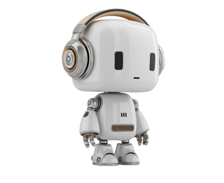 Photograph of an AI robot woman,cute robot,robot hands against a white background, in profile view.  