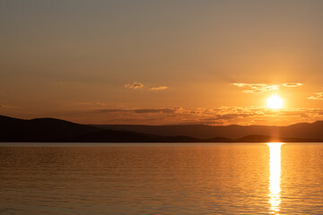 Sunset on Lake Argyle, Western Australia.