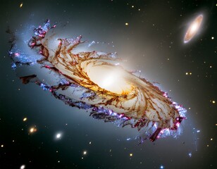 Cinematic View of Spiral Galaxy with Bright Core in Deep Space