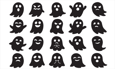 Fototapeta premium Cute and Spooky Ghost Icons Set