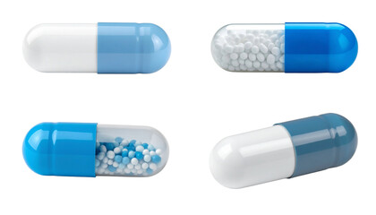 Healthy product concept with supplements in capsules.