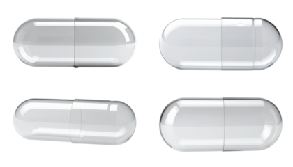 white medical pill. Healthy product concept with supplements in capsules.