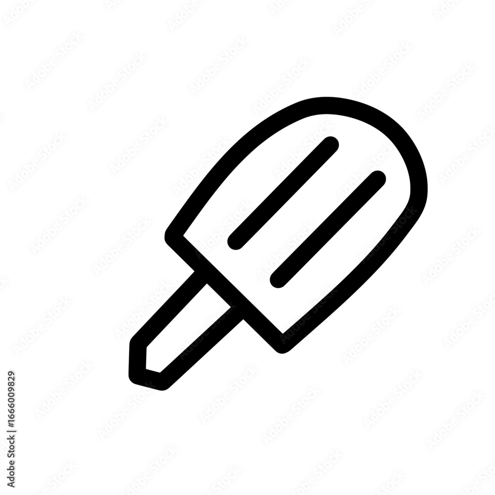 Poster simple line drawing of a popsicle with rounded top and a stick on white background illustration