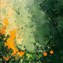 beautiful abstract floral image of greens and burnt oranges, symbolizing the vibrancy of nature and artistic expression, Generative AI