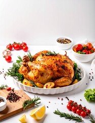 Roasted Chicken with Rosemary and Lemon Festive Dinner.