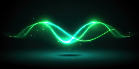 Glowing Green Wavy Lines Abstract
