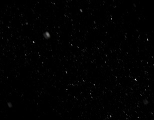 Falling snow against a black background, creating a textured effect
