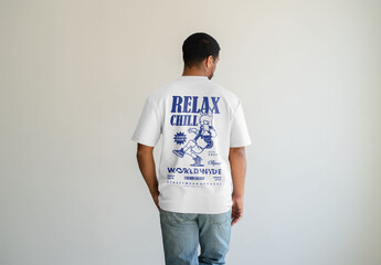Mockup Of Man In Customized T-Shirt In Studio