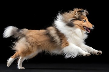 Sheltie Puppy in Mid-Air Leap