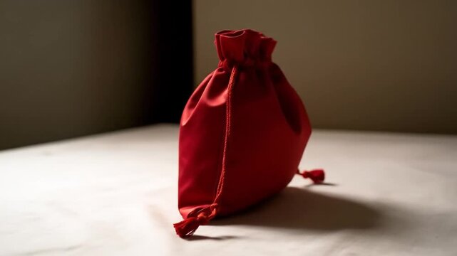 Red drawstring bag with white flowers (1)