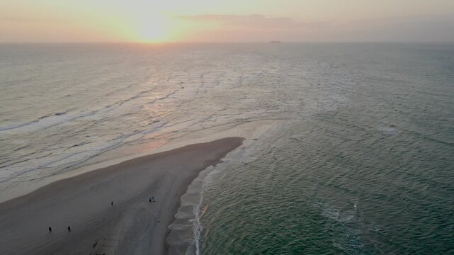Morning aerial views of Grenen on the Northern Tip of Denmark