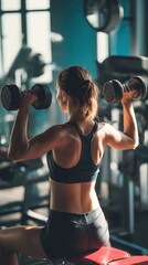 Fototapeta premium Woman Lifting Dumbbells in Gym Fictional Character Created By Generative AI