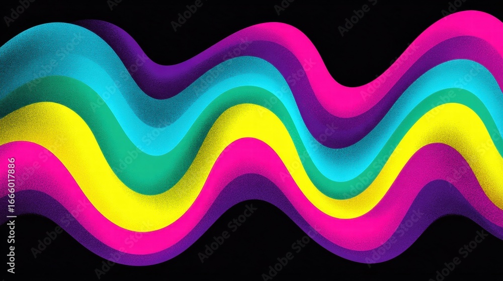 Poster an abstract image featuring vivid, colorful waves with a textured effect.