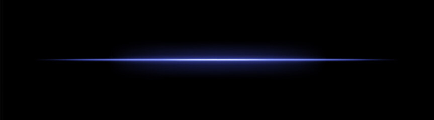 Laser. Thin horizontal beam with bright glow and soft gradient edges. Simple linear composition creates futuristic energy effect on dark background.