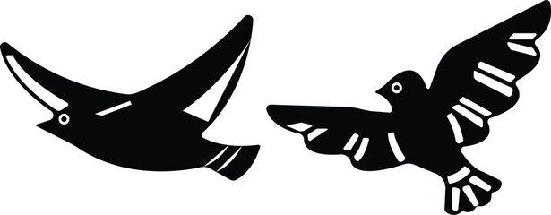 Art & IllustrationBird icon set.Set of black bird silhouettes. Vector elements for design.Minimalist Bird Illustration,Icon, and Clipart on White Background.Vectorial illustrations of various bird.