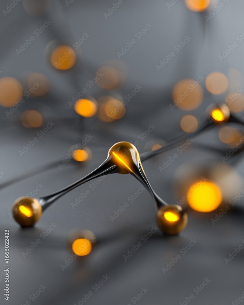 Poster high-tech neural network represented by luminous interconnected nodes, abstract gradient background,