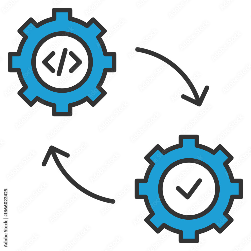 Aufkleber dev ops icon element for design