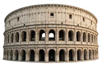 Fototapeta premium The iconic colosseum in rome, italy, stands isolated on transparent background