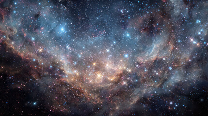 Fototapeta premium Vast cosmic panorama of nebula with clusters of stars and colorful gas clouds deep space, showcasing universe beauty