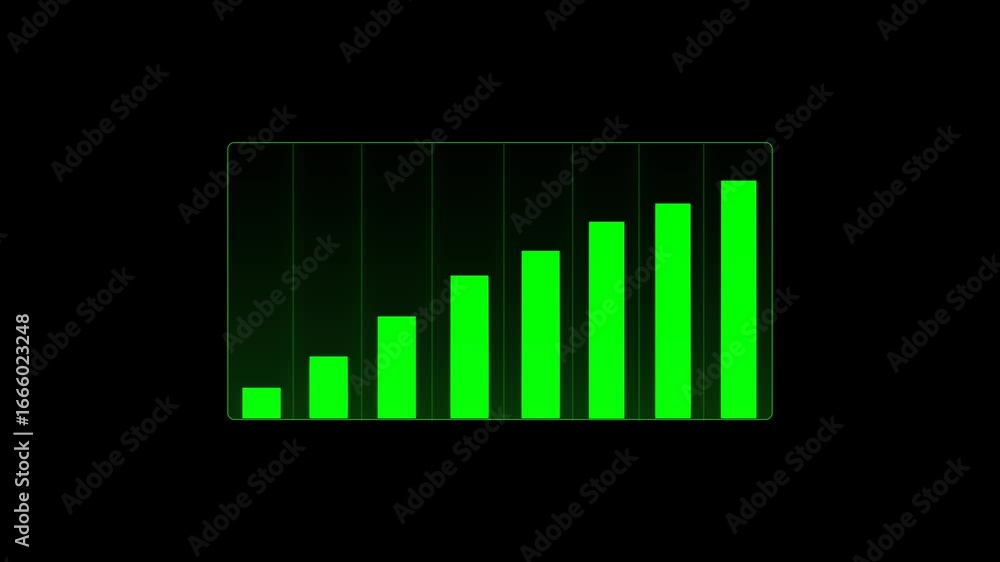 Poster a series of green bars indicating signal strength or data level, representing increasing performance
