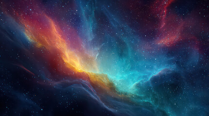 Fototapeta premium Vibrant nebula with colorful cosmic clouds and starry sky, creating mesmerizing space scene full of vivid hues and intricate