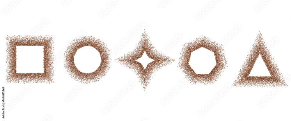 Poster coffee noise gradation geometric shapes set. grainy cocoa textured brown frame elements. rectangle, 