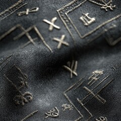 Techno Rune Altar Cloth with Seamless Repeat Silver Thread Pattern