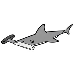 Fototapeta premium A whimsical cartoon illustration of a hammerhead shark with simplified features