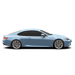Fototapeta premium Side profile view of a light-blue coupe car.