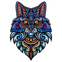 Wolf head mandala arts isolated on white background