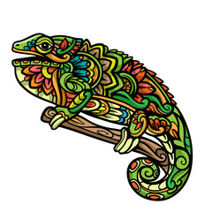 Chameleon mandala arts isolated on white background