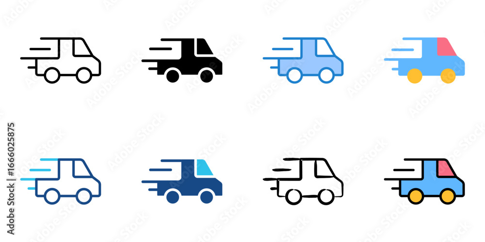 Poster fast delivery icon set multiple style collection