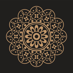 Mandala drawing design, black backgrounds vector art illustration