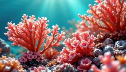 soft coral reef theme with warm salmon with ocean teal, gentle radial aqua glow, light sparkling overlay, layered watery depth, delicate and glowing