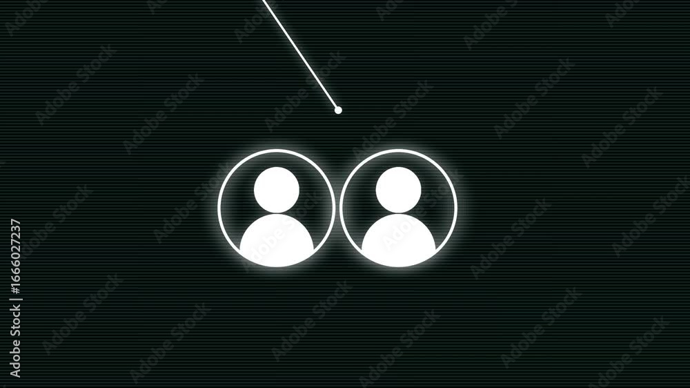 Aufkleber two interconnected user icons symbolizing connection and collaboration in a digital network