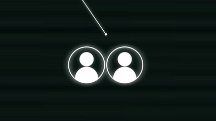 Two interconnected user icons symbolizing connection and collaboration in a digital network - Powered by Adobe