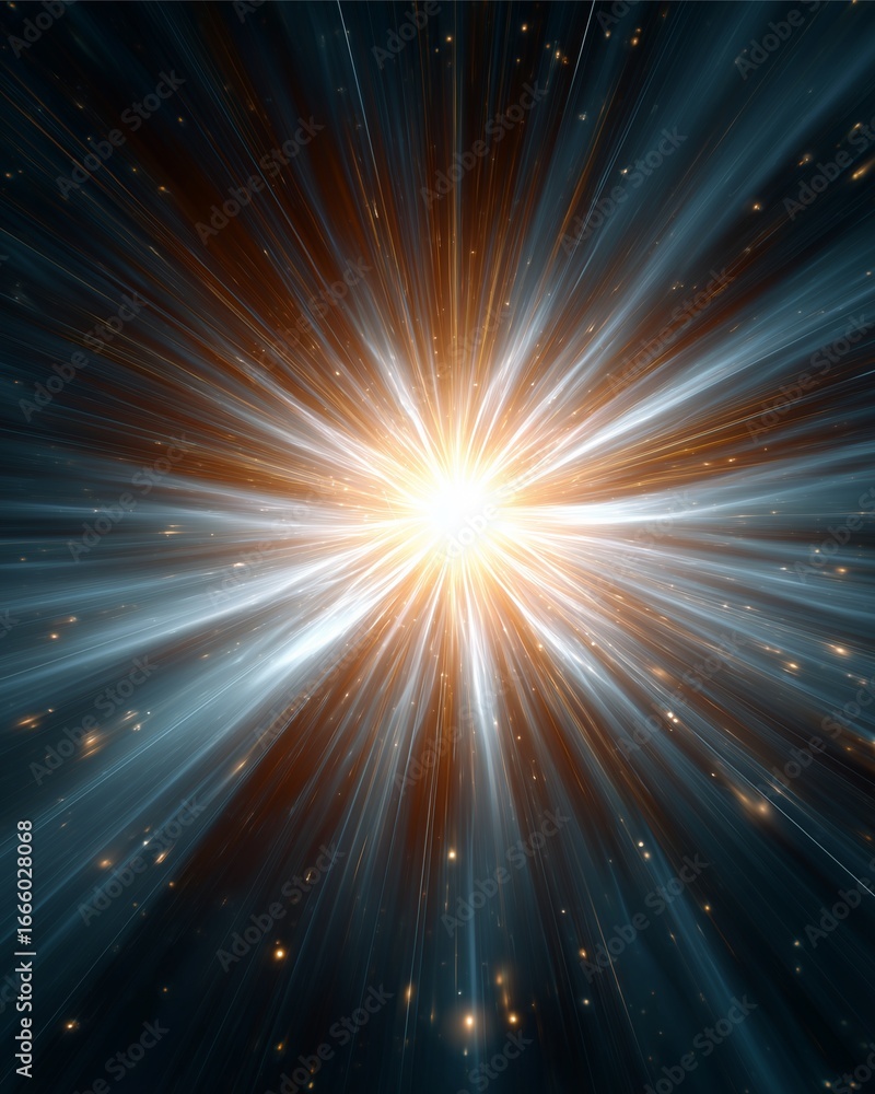 Poster cosmic explosion: an abstract image of an explosion in space. the scene is filled with the radiant g
