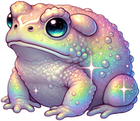 Adorable frog covered in glittering stars and iridescent spots in whimsical style
Ideal for stickers, character design, or magical creature collections