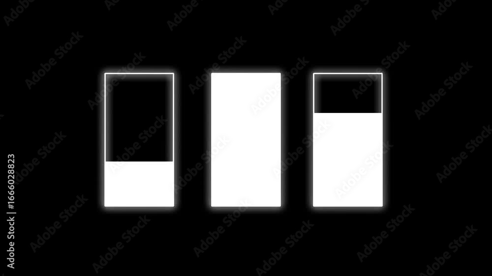Aufkleber three minimalist progress bars indicating different levels of completion on a black background