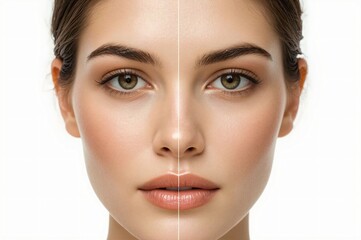Before & After Eyebrow Makeup, Studio, White Background, Cosmetic Ad